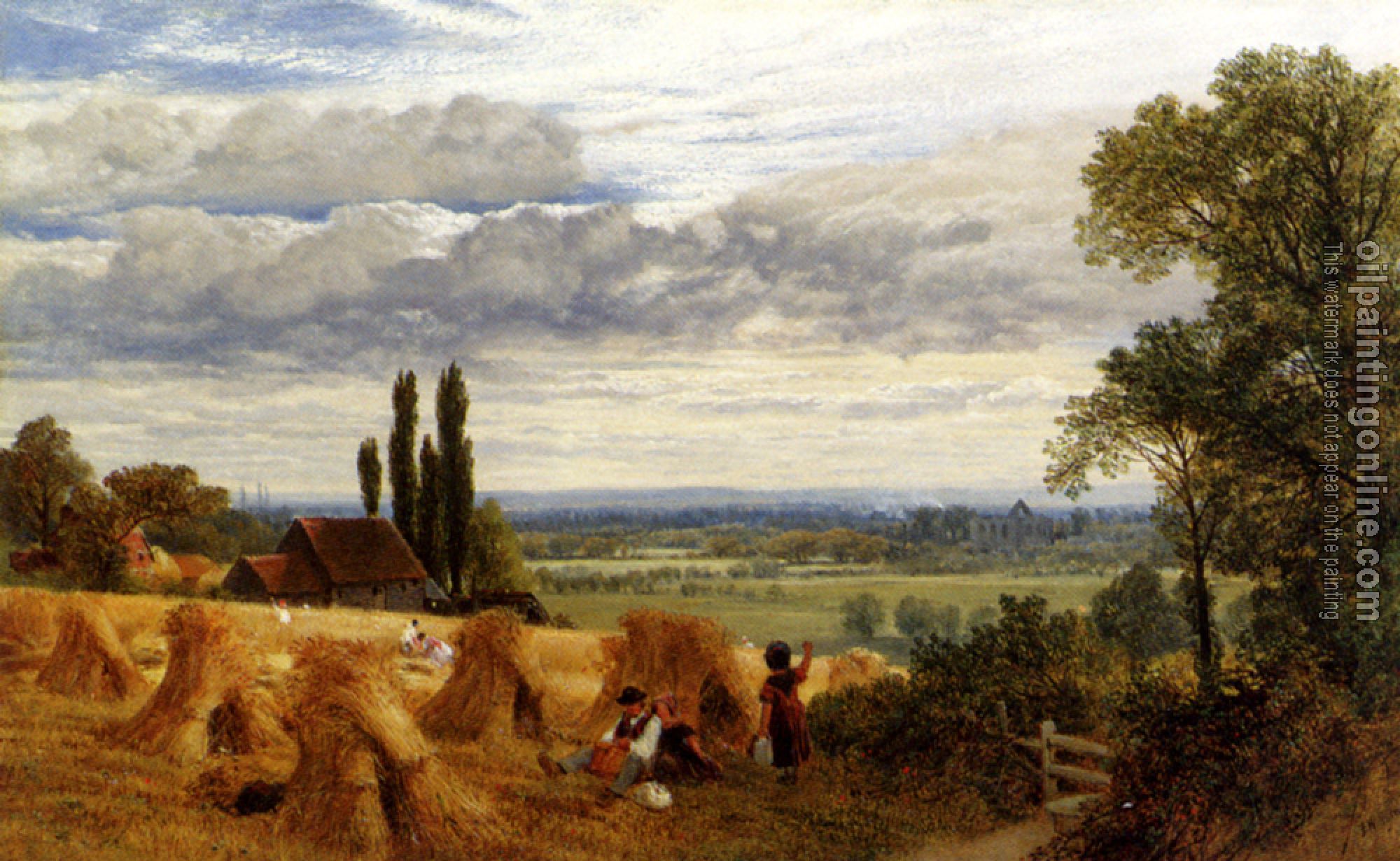 Frederick William Hulme - Hulme Frederick William Harvesting Near Newark Priory Ripley Surrey